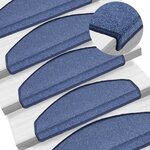 vidaXL Tapis d'escalier 10 pièces 65 x 24 x 4 cm Bleu Demi-rond Grand
