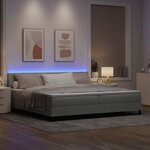 vidaXL Lit à ressort LED avec matelas Gris clair 200 x 200 cm Velours