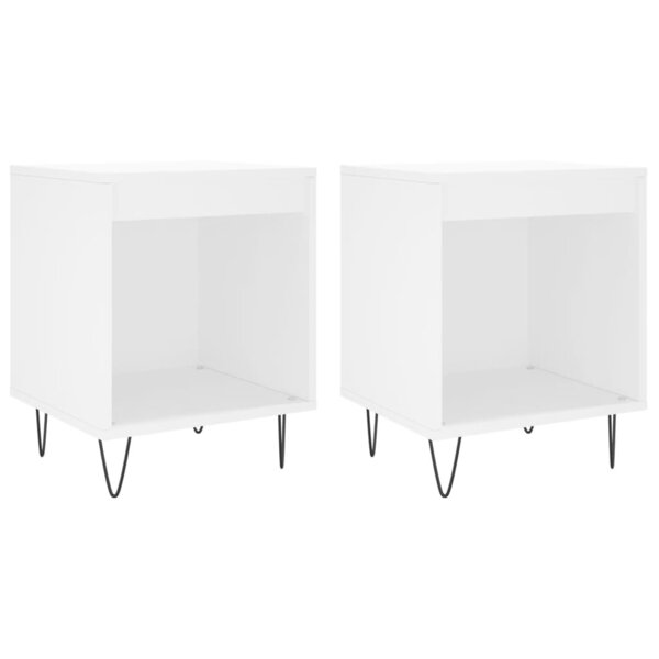 vidaXL Tables de chevet 2 Pièces blanc 40x35x50 cm bois d’ingénierie