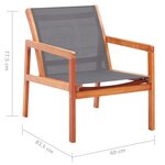 vidaXL Chaise de jardin Gris Bois d'eucalyptus solide et textilène