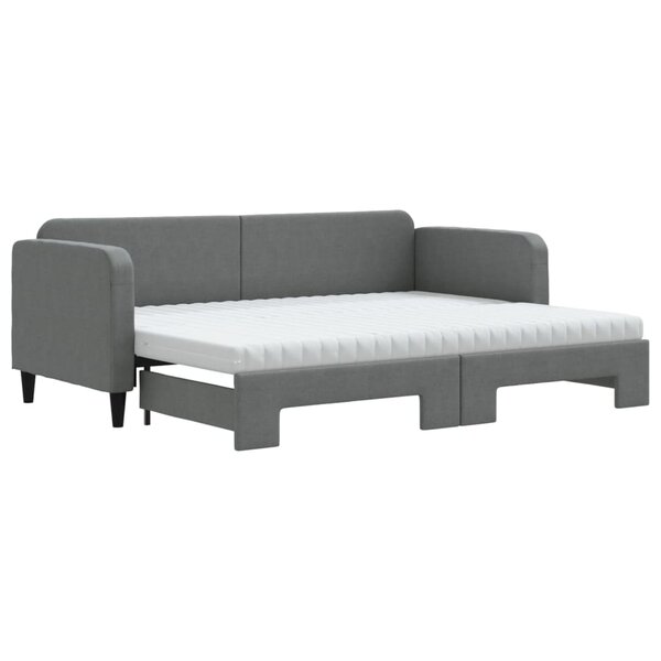 vidaXL Lit de jour avec gigogne et matelas gris foncé 80x200 cm tissu