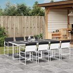 vidaXL Ensemble à manger de jardin avec coussins 9 Pièces blanc textilène