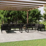 vidaXL Salon de jardin 11 Pièces avec coussins Aluminium Anthracite