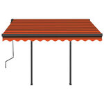 vidaXL Auvent rétractable automatique poteaux 3 5x2 5 m Orange marron