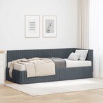 vidaXL Cadre de lit d'angle avec matelas 2 Pièces Gris Velours