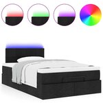 vidaXL Lit ottoman avec matelas et LED noir 120x190 cm tissu