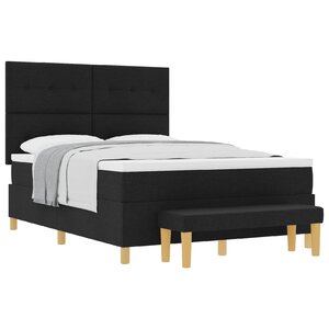 vidaXL Lit à ressorts avec tête de lit Noir 200 x 140 cm tissu