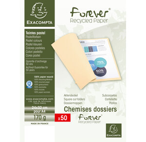 Pt 50 chemises FOREVER 180 jaune x 10 EXACOMPTA