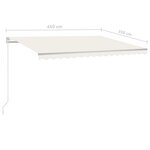 vidaXL Auvent manuel rétractable avec LED 4 5x3 5 m Crème