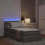 vidaXL Lit avec rangement et LED avec matelas Taupe 90 x 200 cm tissu