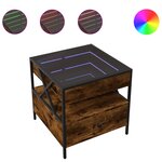 vidaXL Table basse avec LED Infinity chêne fumé 50x50x51 cm
