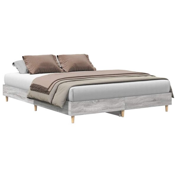 vidaXL Cadre de lit sans matelas sonoma gris 150x200 cm