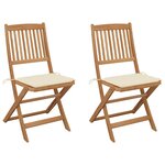 vidaXL Chaises pliables de jardin lot de 2 avec coussins Bois d'acacia