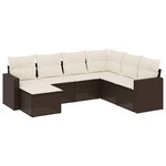 vidaXL Salon de jardin avec coussins 7 Pièces marron résine tressée