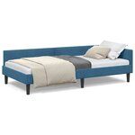 vidaXL Cadre de lit d'angle Bleu 90 x 200 cm Velours et bois stratifié