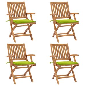 vidaXL Chaises pliables de jardin avec coussins lot de 4 Teck solide