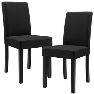 Lot de 2 chaises rembourrées avec pieds en bois massif housse en synthétique design 90 cm noir 03_0002363