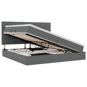 vidaXL Lit avec rangement et matelas Gris foncé 200 x 200 cm tissu