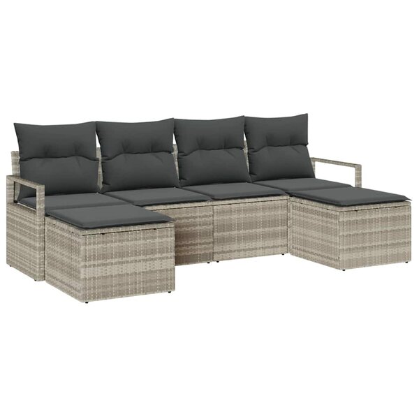 vidaXL Ensemble de canapé de jardin avec coussin 6 Pièces Gris clair