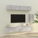 vidaXL Ensemble de meubles TV 6 Pièces Gris béton Bois d'ingénierie
