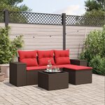 vidaXL Salon de jardin avec coussins 5 Pièces marron résine tressée