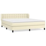 vidaXL Lit à sommier tapissier avec matelas Crème 160x200cm Similicuir