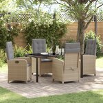 vidaXL Ensemble de salle à manger de jardin 5 pièces avec coussins en poly rattan beige
