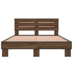 vidaXL Cadre de lit chêne marron 140x190 cm bois d'ingénierie et métal