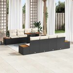 vidaXL Ensemble de canapé de jardin 9 Pièces Noir Poly rotin