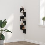 Étagère d'angle en bois d'ingénierie noir 20x20x127 5 cm