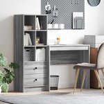 vidaXL Bureau avec tiroir avec étagère avec stockage 2 Pièces Gris Sonoma