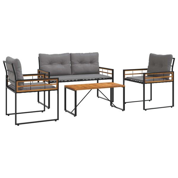 vidaXL Ensemble de meubles d'extérieur avec coussin 4 Pièces Gris clair