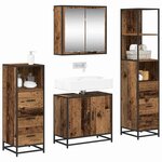 vidaXL Ensemble de mobilier de salle de bain 4 Pièces Bois Ancien