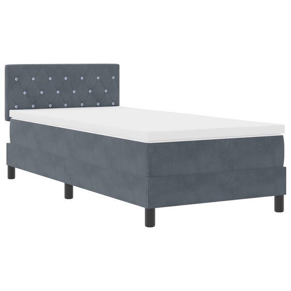 Lit box spring vidaXL avec matelas Gris foncé 100x200 cm Velours