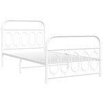 vidaXL Cadre de lit métal sans matelas et pied de lit blanc 100x190 cm