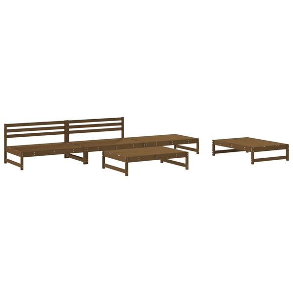 vidaXL Salon de jardin 5 Pièces marron miel bois de pin massif
