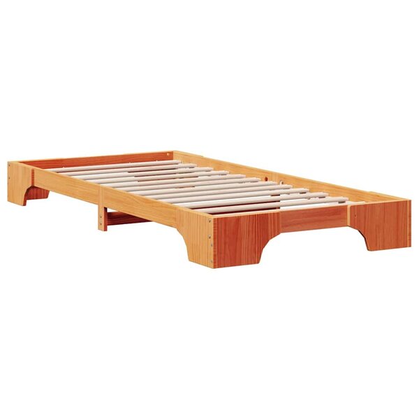 vidaXL Cadre de lit Marron cire 207 x 107 x 17 cm Bois massif en pin