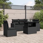 vidaXL Salon de jardin 6 Pièces avec coussins noir résine tressée