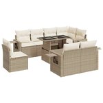 vidaXL Salon de jardin avec coussins 9 Pièces beige résine tressée