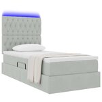 vidaXL Lit de rangement LED avec matelas Gris clair 90 x 190 cm