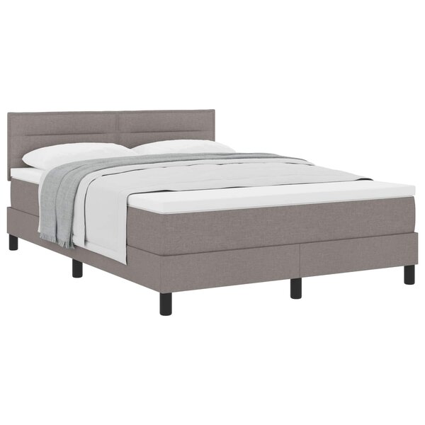 vidaXL Lit à ressorts avec tête de lit Taupe 140 x 200 cm tissu