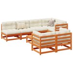 vidaXL Salon de jardin 8 Pièces avec coussins marron cire bois pin massif