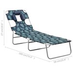 vidaXL Chaise longue pliable coussin de tête Acier Motif de feuilles