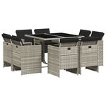 vidaXL Ensemble à manger de jardin et coussins 9 Pièces gris clair rotin