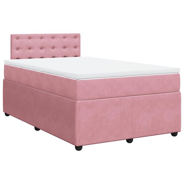 vidaXL Sommier à lattes de lit avec matelas rose 120x190 cm velours