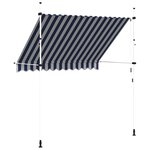 vidaXL Auvent rétractable manuel 250 cm Rayures bleues et blanches