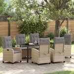 vidaXL Ensemble de salle à manger de jardin 7 pièces avec coussins en poly rotin beige
