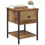 vidaXL Table de chevet avec tiroir 2 Pièces Bois ancien 34 x 35 5 x 45 cm