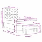 vidaXL Lit à Ressorts avec Matelas et Banc Gris 120x190 cm Tissu