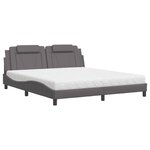 vidaXL Lit Viana avec matelas gris 180x200 cm similicuir